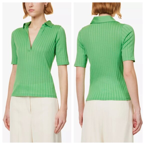 Vince Rib Cotton Half Sleeve Polo